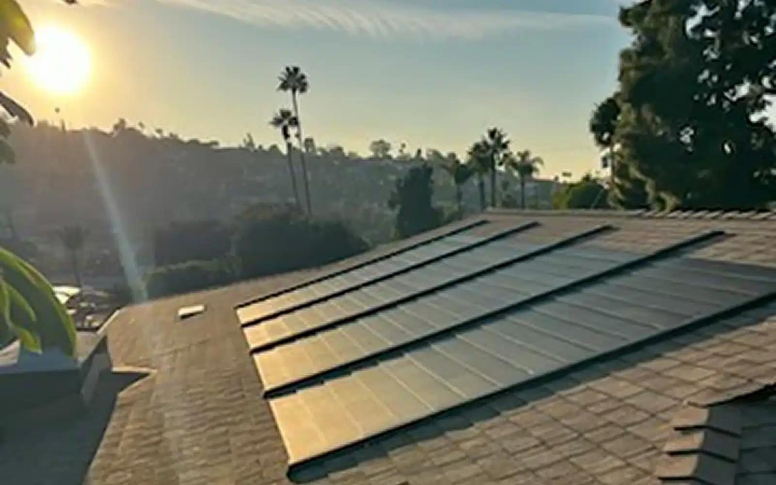 Completed solar shingle roof replacement with GAF Timberline Solar ES2 shingles in La Mesa, California.