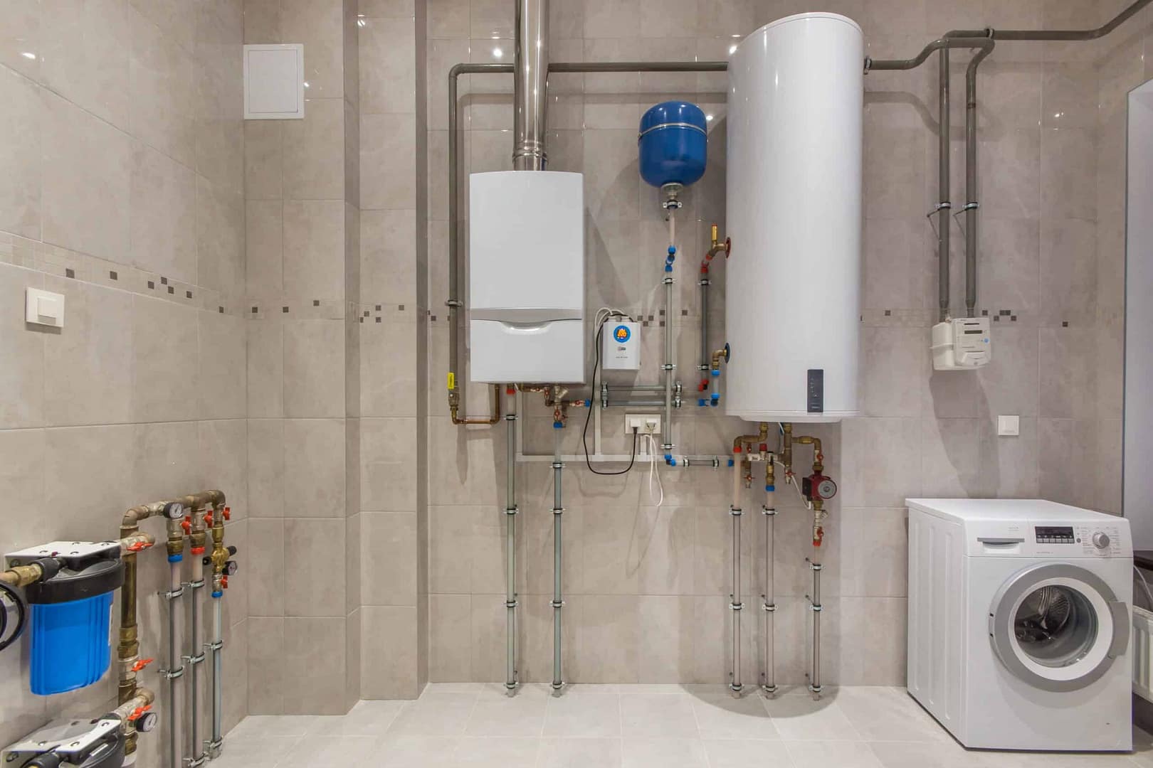 Modern utility room with plumbing fixtures Modern utility room with plumbing fixtures